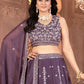 Rajwada Purple Georgette Embellished Lehenga For Women