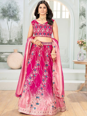 Rajwada Pink Chinon Embellished Lehenga For Women