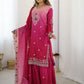 Rajwada Dark Pink Chinon Embellished Kurta Set For Women