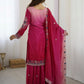 Rajwada Dark Pink Chinon Embellished Kurta Set For Women