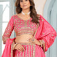 Rajwada Pink Chinon Embellished Lehenga For Women