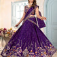 Rajwada Dark Purple Chinon Embellished Lehenga For Women