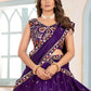 Rajwada Dark Purple Chinon Embellished Lehenga For Women