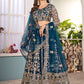 Rajwada Teal Blue Net Embellished Lehenga For Women