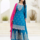 Rajwada Teal Blue Chinon Embellished Kurta Set For Women