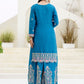 Rajwada Teal Blue Chinon Embellished Kurta Set For Women