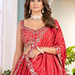 Rajwada Dark Pink Chinon Embellished Lehenga For Women
