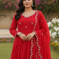 Rajwada Red Silk Blend Embellished Kurta Set For Women