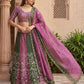 Rajwada Green And Pink Chinon Embellished Lehenga For Women