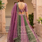 Rajwada Green And Pink Chinon Embellished Lehenga For Women