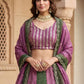 Rajwada Green And Pink Chinon Embellished Lehenga For Women
