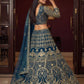 Rajwada Teal Blue Net Embellished Lehenga For Women