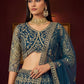 Rajwada Teal Blue Net Embellished Lehenga For Women