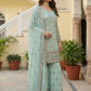 Rajwada Light Blue Georgette Embellished Kurta Set For Women