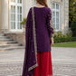 Rajwada Dark Purple Silk Blend Embellished Kurta Set For Women