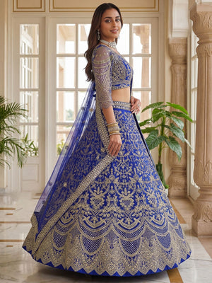 Rajwada Violet Net Embellished Lehenga For Women