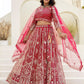 Rajwada Dark Pink Net Embellished Lehenga For Women