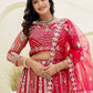 Rajwada Dark Pink Net Embellished Lehenga For Women