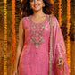 Rajwada Pink Silk Blend Embellished Kurta Set For Women