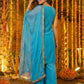 Rajwada Sky Blue Silk Blend Embellished Kurta Set For Women