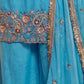 Rajwada Sky Blue Silk Blend Embellished Kurta Set For Women