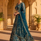 Rajwada Teal Blue Net Embellished Lehenga For Women