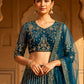 Rajwada Teal Blue Net Embellished Lehenga For Women
