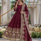 Rajwada Dark Maroon Silk Blend Embellished Kurta Set For Women