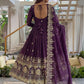 Rajwada Dark Purple Silk Blend Embellished Kurta Set For Women