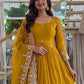 Rajwada Mustard Yellow Silk Blend Embellished Kurta Set For Women