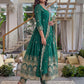 Rajwada Teal Green Silk Blend Embellished Kurta Set For Women