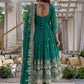 Rajwada Teal Green Silk Blend Embellished Kurta Set For Women