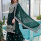 Rajwada Dark Green Georgette Embellished Kurta Set For Women