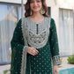 Rajwada Dark Green Georgette Embellished Kurta Set For Women