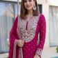 Rajwada Dark Pink Georgette Embellished Kurta Set For Women