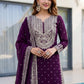 Rajwada Wine Georgette Embellished Kurta Set For Women