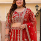 Rajwada Red Net Embroidered Lehenga For Women