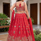 Rajwada Dark Pink Chinon Embellished Lehenga For Women