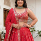 Rajwada Dark Pink Chinon Embellished Lehenga For Women