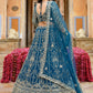 Rajwada Teal Blue Net Embellished Lehenga For Women