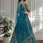 Rajwada Teal Blue Net Embellished Lehenga For Women