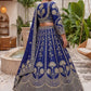 Rajwada Navy Blue Chinon Embellished Lehenga For Women