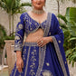 Rajwada Navy Blue Chinon Embellished Lehenga For Women
