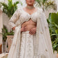 Rajwada Off White Chinon Embellished Lehenga For Women
