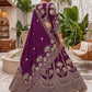 Rajwada Dark Purple Chinon Embellished Lehenga For Women