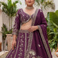Rajwada Dark Purple Chinon Embellished Lehenga For Women
