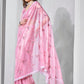 Rajwada Pink Net Embroidered Saree With Unstitched Blouse For Women
