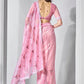 Rajwada Pink Net Embroidered Saree With Unstitched Blouse For Women