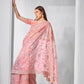 Rajwada Peach Net Embroidered Saree With Unstitched Blouse For Women
