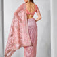Rajwada Peach Net Embroidered Saree With Unstitched Blouse For Women
